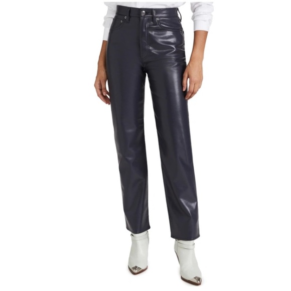 AGOLDE Black Recycled Leather Blend Black Pants- 28 - Picture 1 of 12